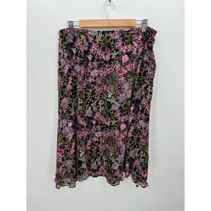 Y2K Fairy Midi Skirt Women Sz 14 Boho Indie Floral Spring Ruffle Hippie Festival